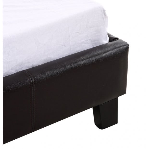Single Pu Leather Bed Frame Brown Image 4