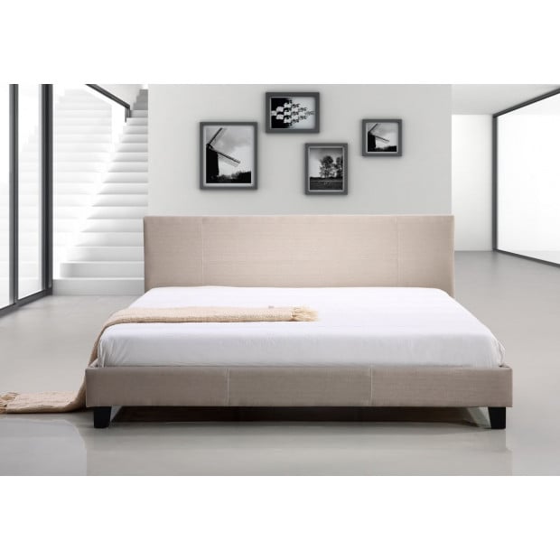 King Linen Fabric Bed Frame Beige Image 2