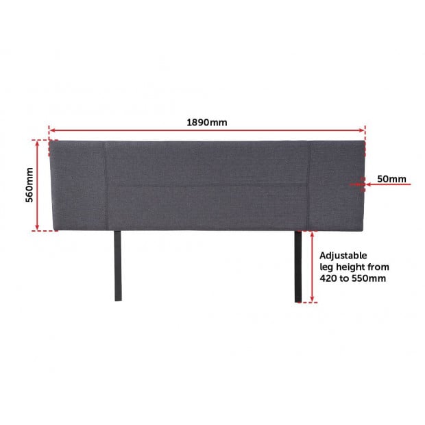 Linen Fabric King Bed Headboard Bedhead - Grey Image 6