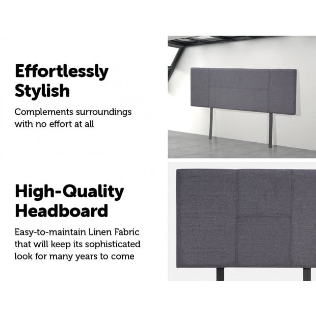 Linen Fabric Queen Bed Headboard Bedhead - Grey Image 4