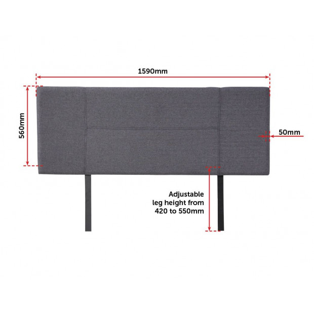 Linen Fabric Queen Bed Headboard Bedhead - Grey Image 6