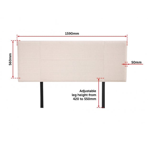 Linen Fabric Queen Bed Headboard Bedhead - Beige Image 6