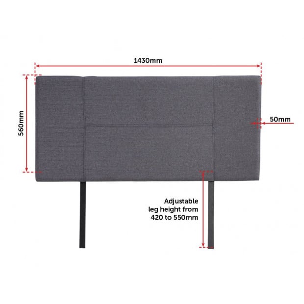 Linen Fabric Double Bed Headboard Bedhead - Grey Image 6