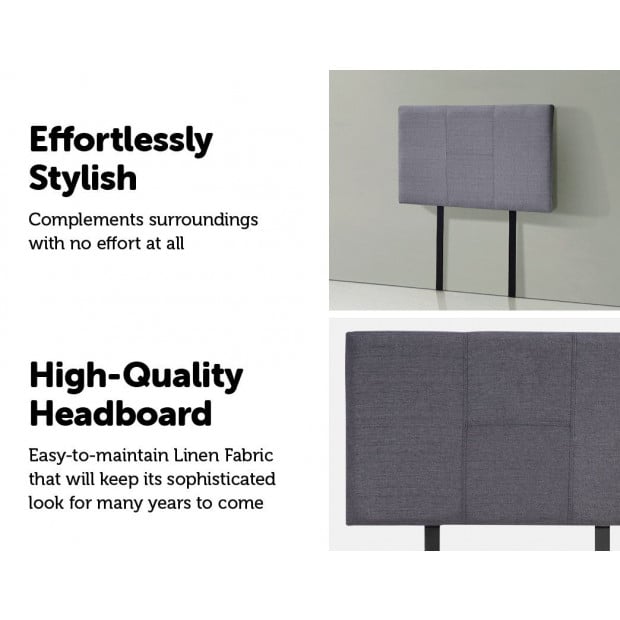 Linen Fabric Single Bed Headboard Bedhead - Grey Image 4