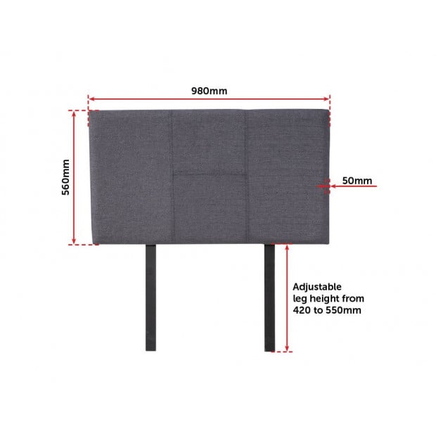 Linen Fabric Single Bed Headboard Bedhead - Grey Image 6