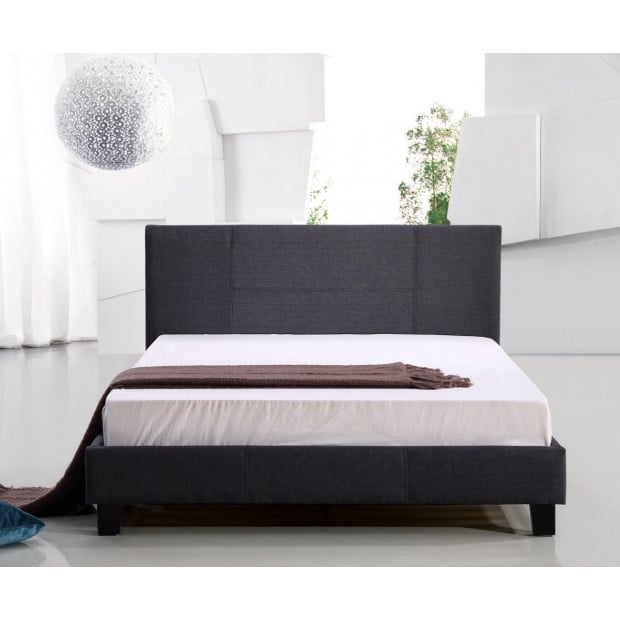 Double Linen Fabric Bed Frame Grey Image 2
