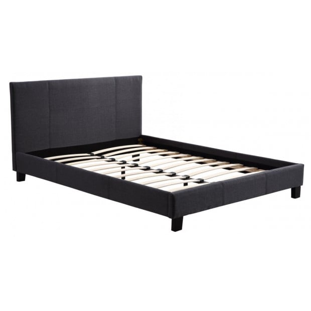 Queen Linen Fabric Bed Frame Grey Image 3