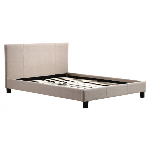 Double Linen Fabric Bed Frame Beige Image 3