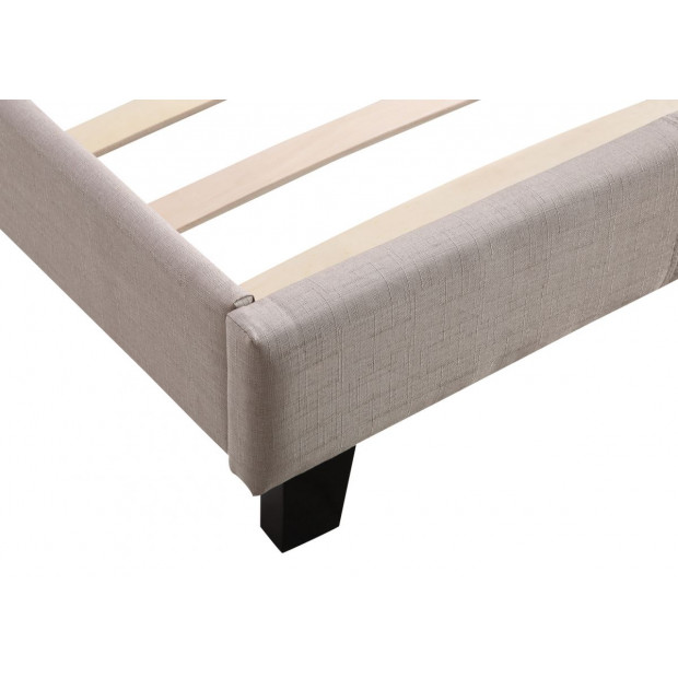 Double Linen Fabric Bed Frame Beige Image 5