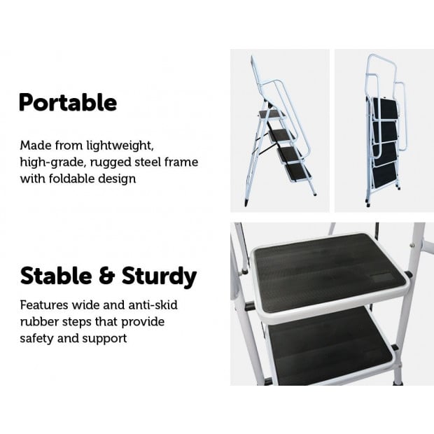 Foldable Non Slip 4 Step Steel Ladder Image 3