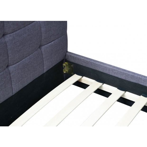 Linen Fabric Double Deluxe Bed Frame Grey Image 3