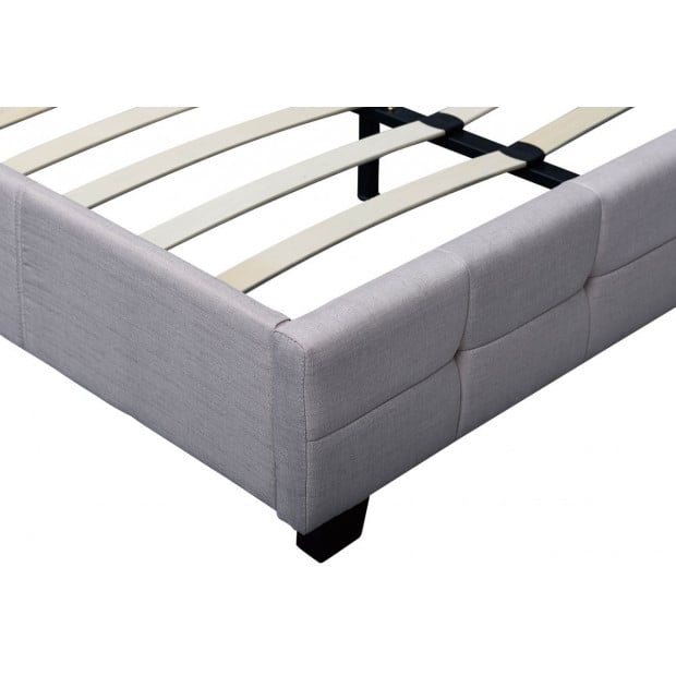Linen Fabric Queen Deluxe Bed Frame Beige Image 3