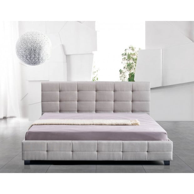 Linen Fabric King Deluxe Bed Frame Beige Image 2