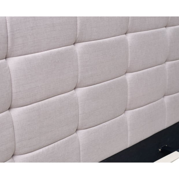 Linen Fabric King Deluxe Bed Frame Beige Image 4