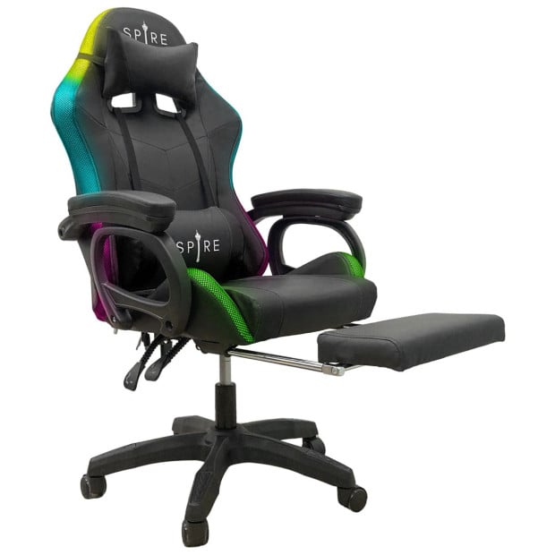 Spire Onyx LED Massage Gaming Chair - Black Image 3