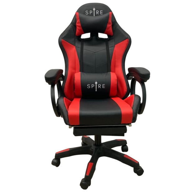 Spire Onyx LED Massage Gaming Chair - Red and Black Image 5