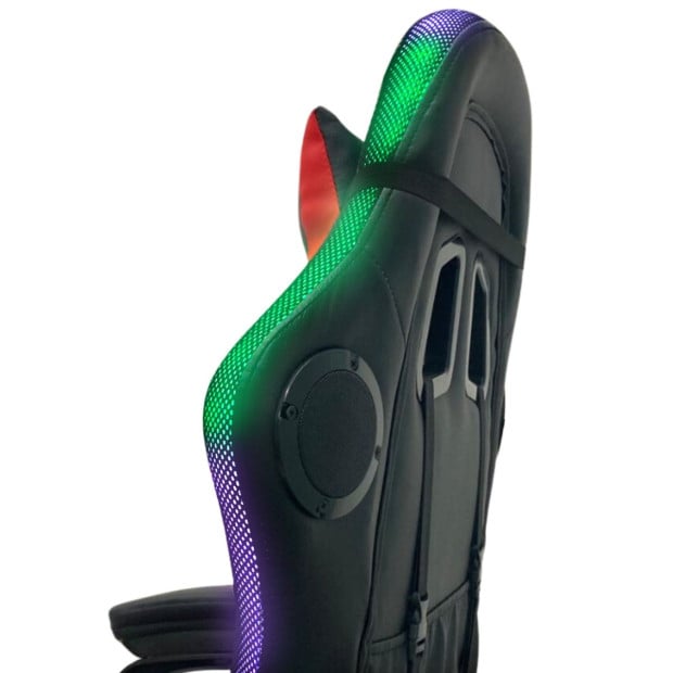 Spire Onyx LED Massage Gaming Chair - Red and Black Image 7