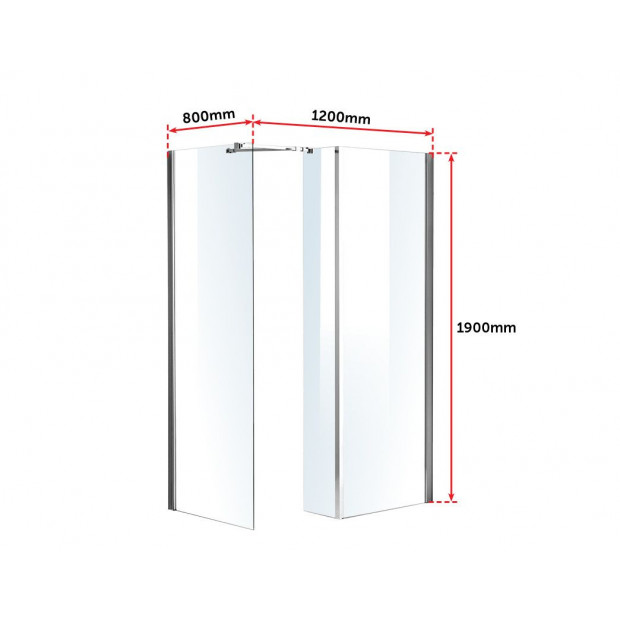 1200x800mm Walk In Shower Enclosure Safety Glass Shower