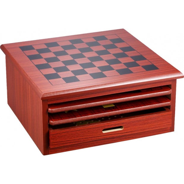 10 In 1 Wooden Chess Board Games Slide Out Checkers House Unit Set Image 5