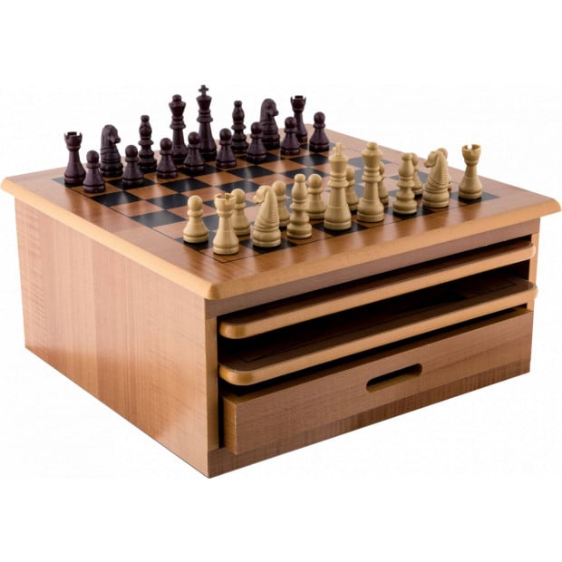 10 In 1 Wooden Chess Board Games Slide Out Checkers House Unit Set Image 6