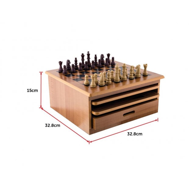 10 In 1 Wooden Chess Board Games Slide Out Checkers House Unit Set Image 7