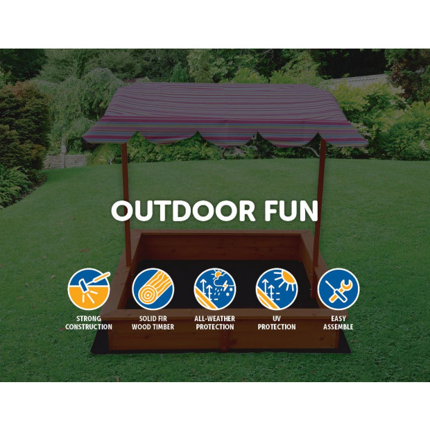 Kids Wooden Toy Sandpit With Adjustable Canopy Image 3