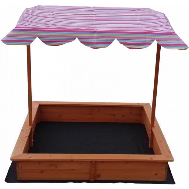Kids Wooden Toy Sandpit With Adjustable Canopy Image 5