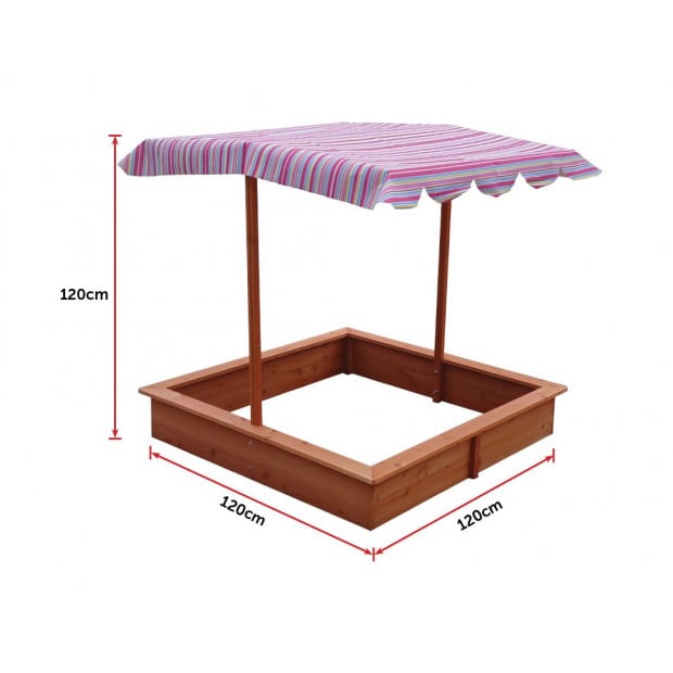 Kids Wooden Toy Sandpit With Adjustable Canopy Image 7