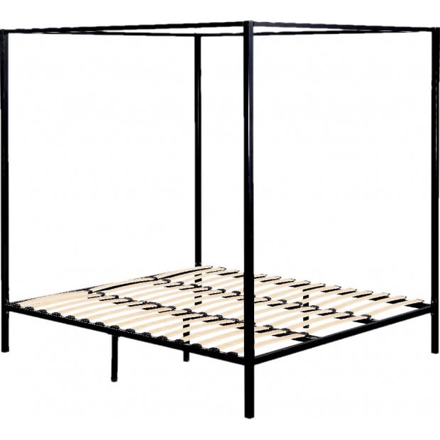 4 Four Poster King Bedroom Bed Steel Frame Image 3