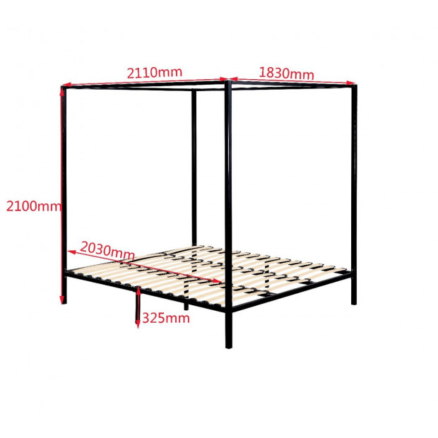 4 Four Poster King Bedroom Bed Steel Frame Image 5