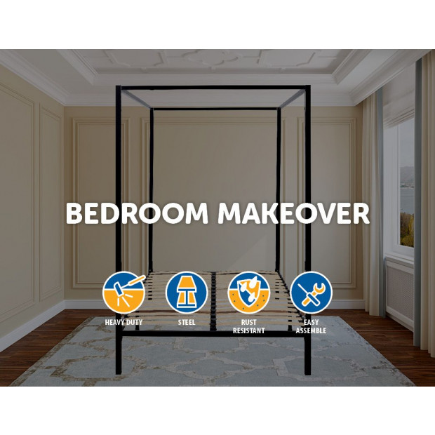 4 Four Poster Queen Bed Frame - Black Image 2