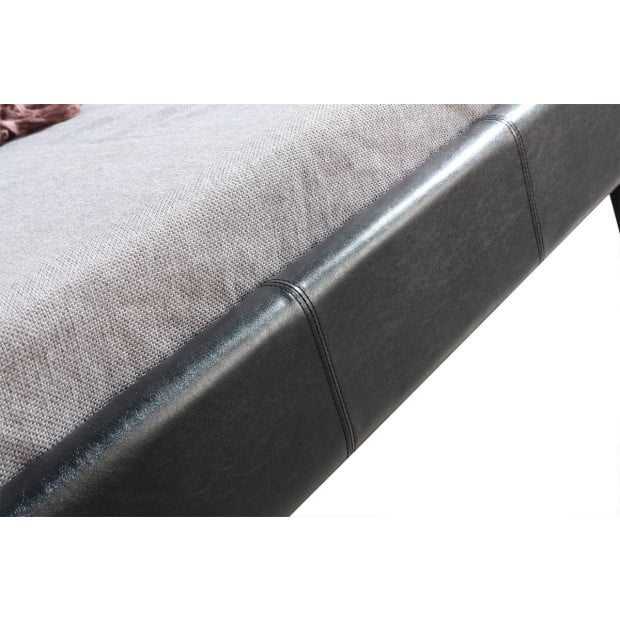 King Single Pu Leather Bed Frame Black Image 3