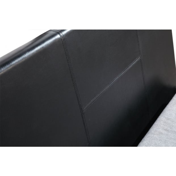 King Single Pu Leather Bed Frame Black Image 4