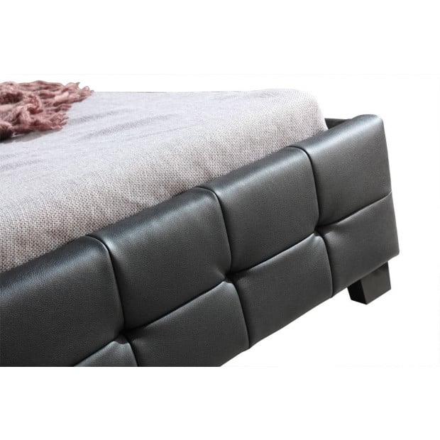 King Single Pu Leather Deluxe Bed Frame Black Image 3