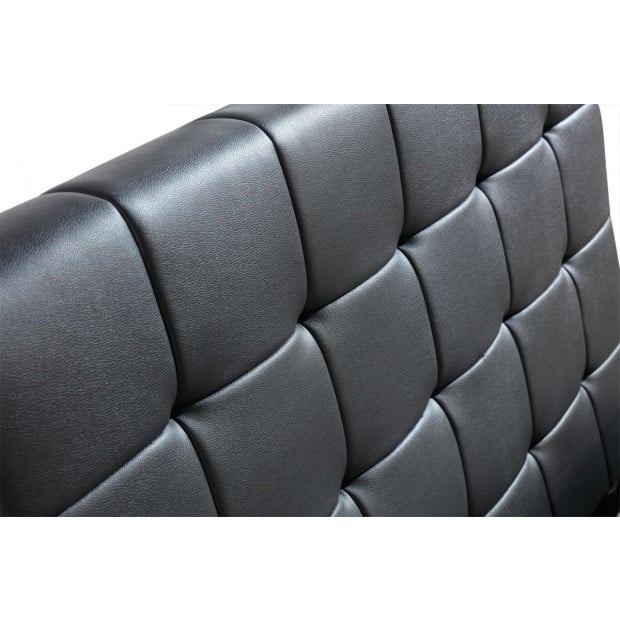 King Single Pu Leather Deluxe Bed Frame Black Image 4