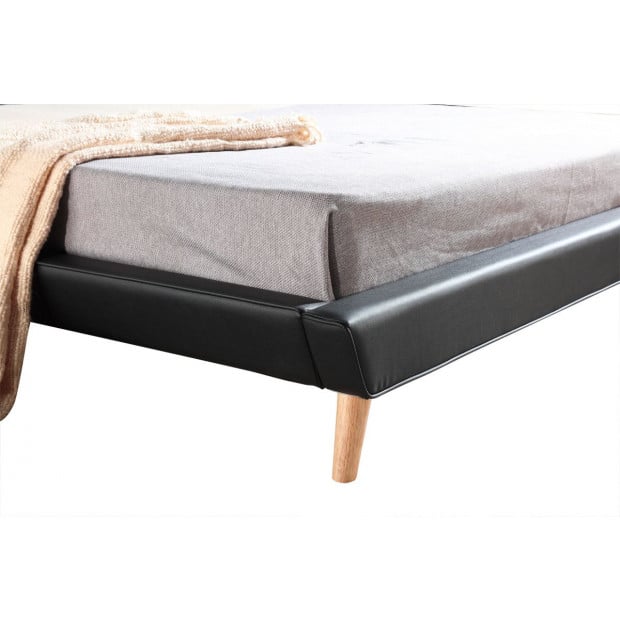 Palermo King PU Faux Leather Deluxe Bed Frame Black Image 4