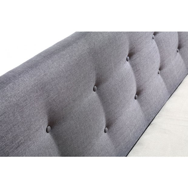 Double Linen Fabric Deluxe Bed Frame Grey Image 4