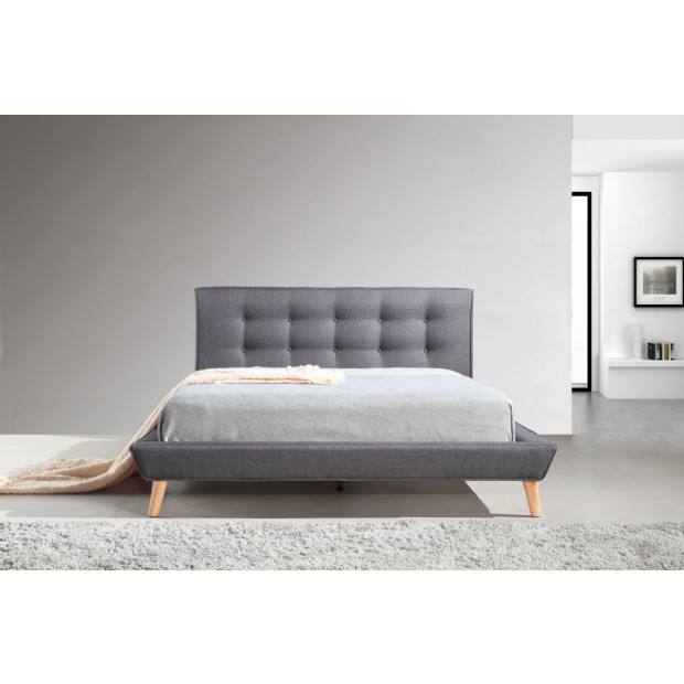 Queen Linen Fabric Deluxe Bed Frame Grey Image 2