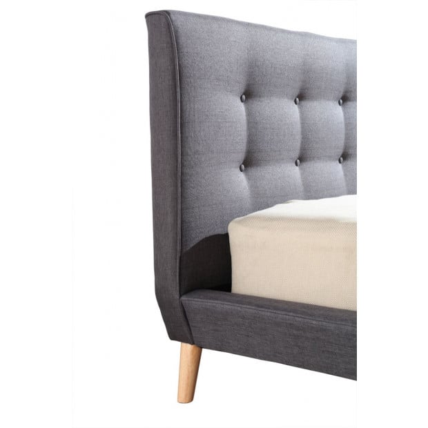 Queen Linen Fabric Deluxe Bed Frame Grey Image 3