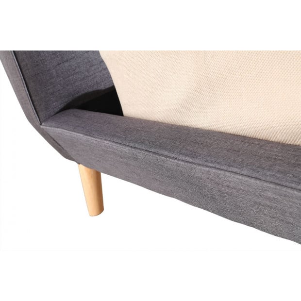 Queen Linen Fabric Deluxe Bed Frame Grey Image 4