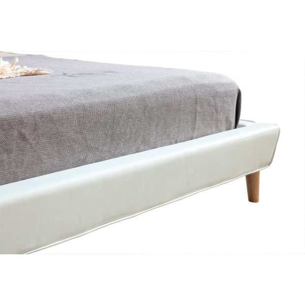 Queen Pu Leather Deluxe Bed Frame 206 x 175 cm White Image 3