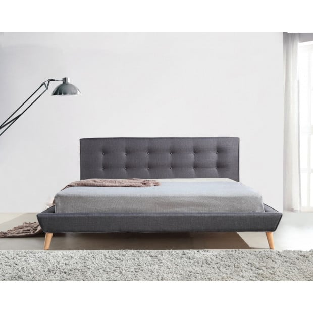King Linen Fabric Deluxe Bed Frame Grey Image 2