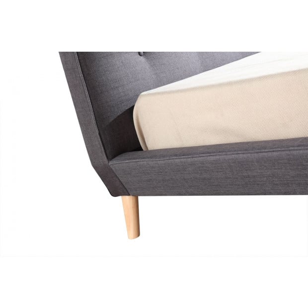King Linen Fabric Deluxe Bed Frame Grey Image 3