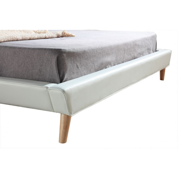 Palermo King PU Leather Deluxe Bed Frame Base Platform White Image 4