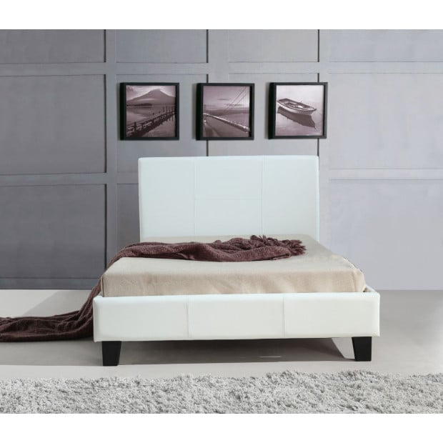 King Single Pu Leather Bed Frame White Image 2