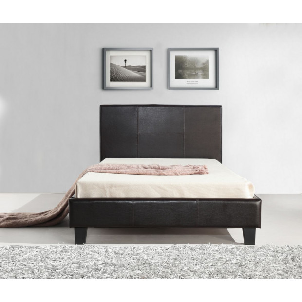 King Single Pu Leather Bed Frame Brown Image 2