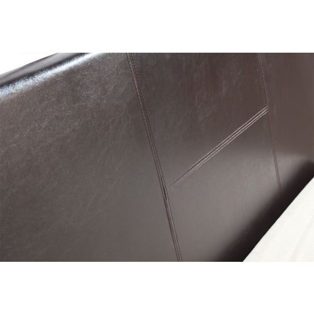 King Single Pu Leather Bed Frame Brown Image 3