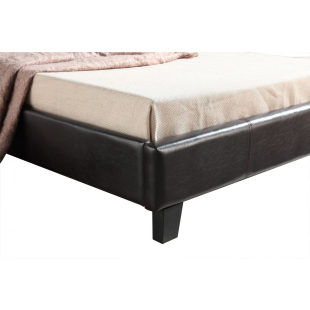 King Single Pu Leather Bed Frame Brown Image 4