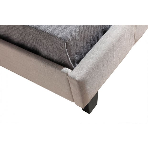 King Single Linen Fabric Bed Frame Beige Image 3