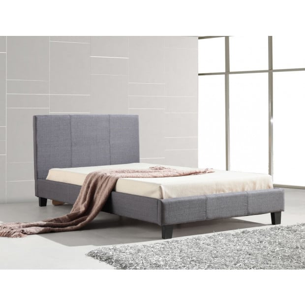 King Single Linen Fabric Bed Frame Grey